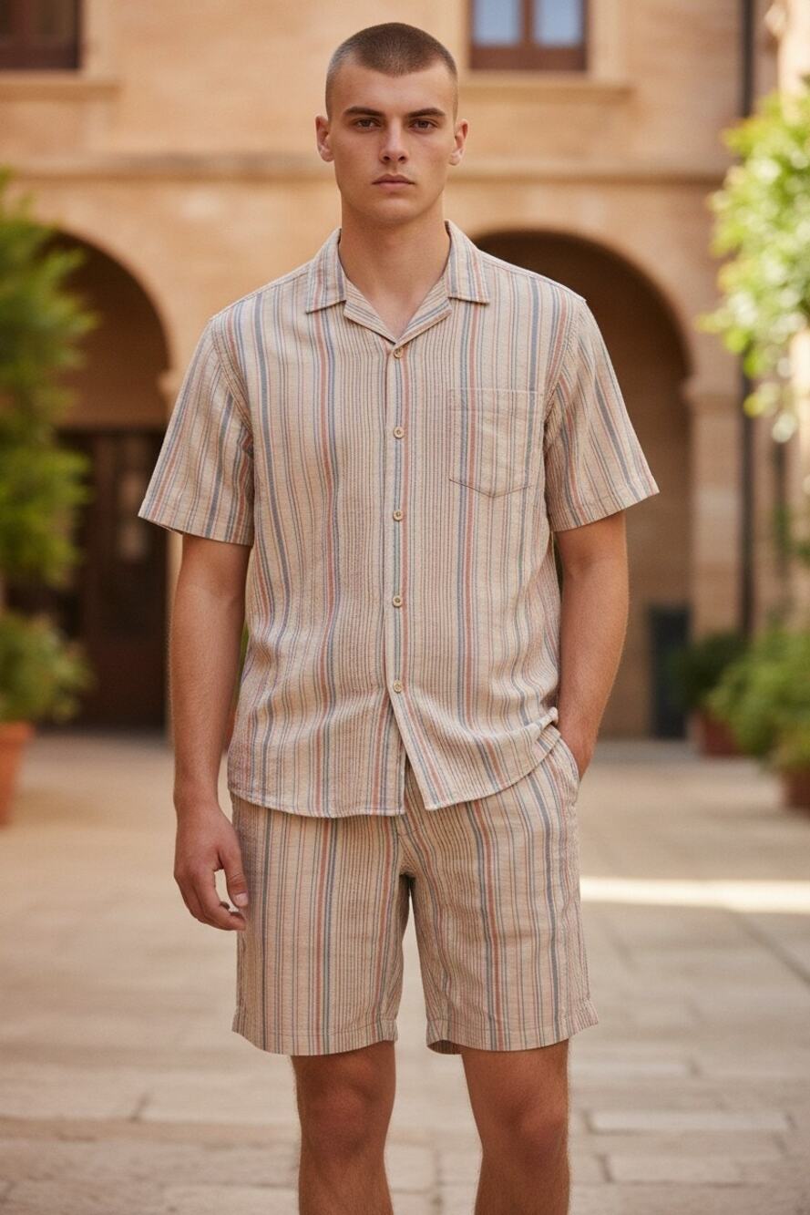 Union Button Up Shirt( Large)/ Chino Short( 34 ,8"Inseam)Color: Sweet Potatoes